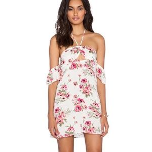Flynn Skye red poppy floral white airy dress xs